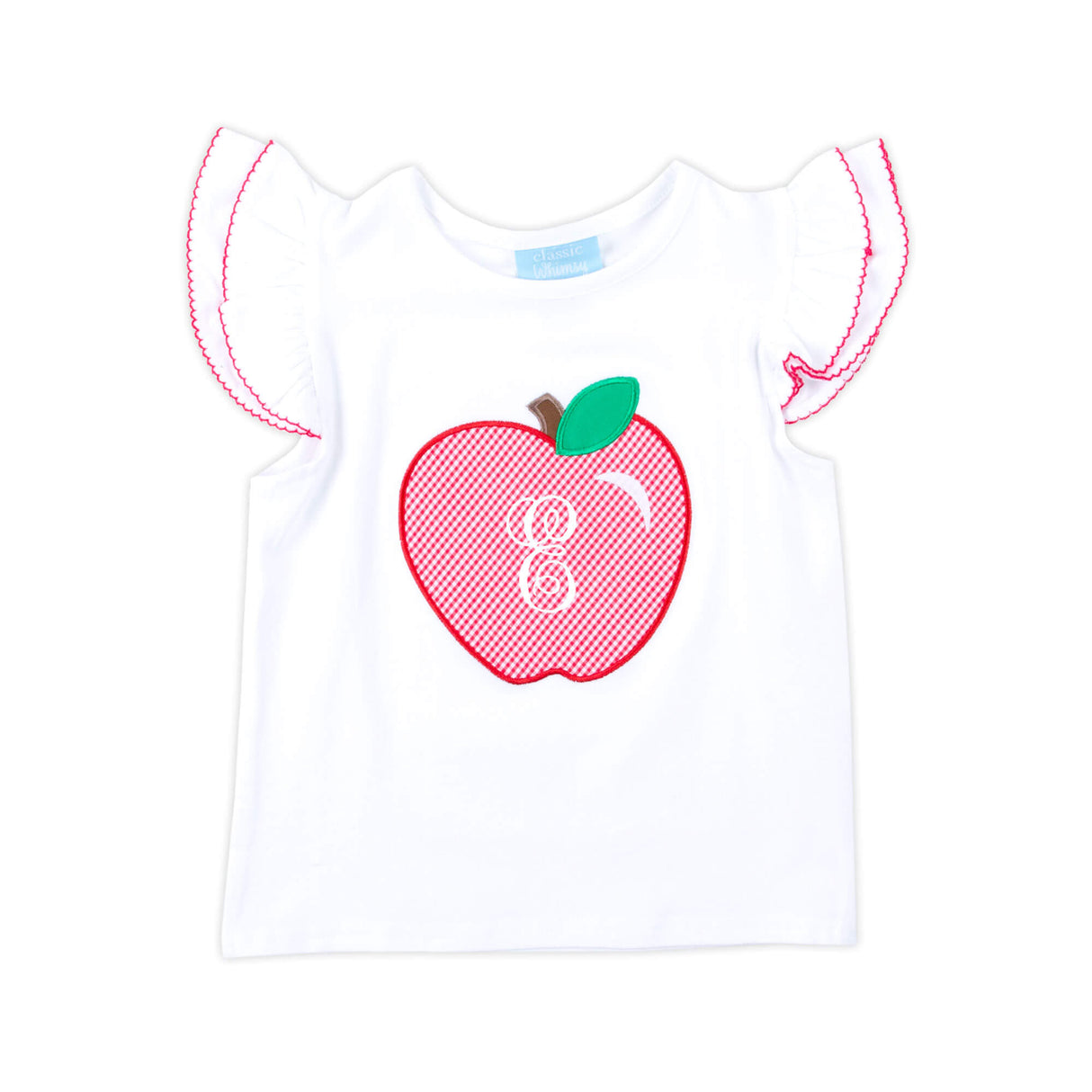 Apple Applique White Top