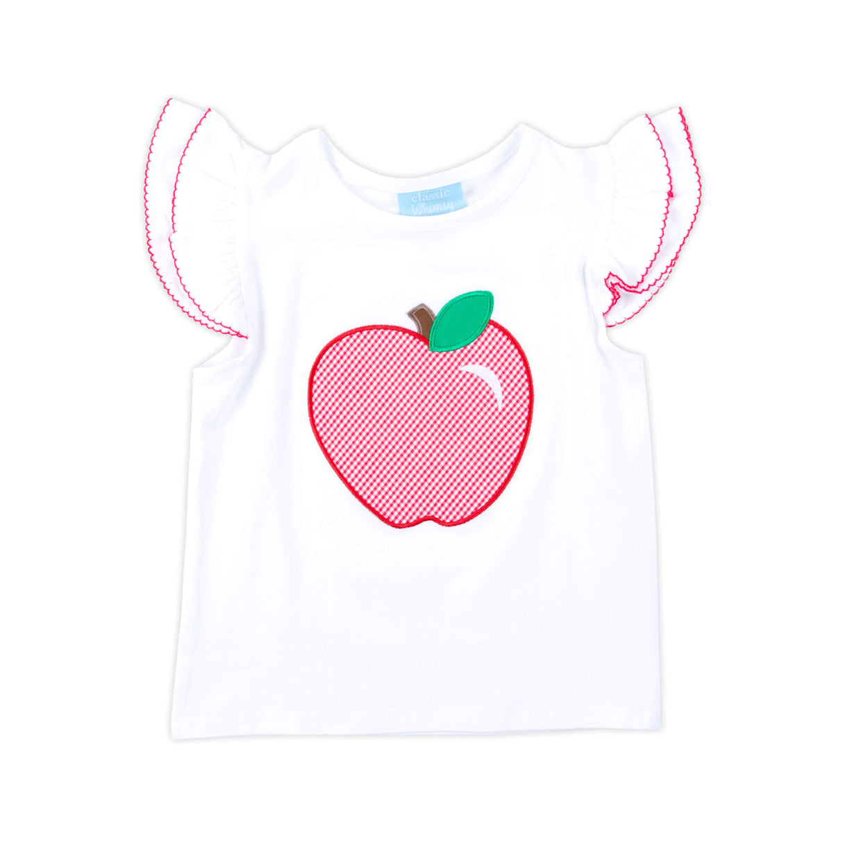 Apple Applique White Top