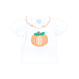 Pumpkin White Ruffle Top