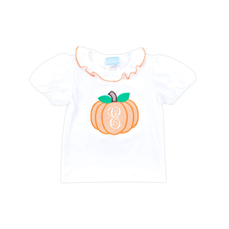 Pumpkin White Ruffle Top