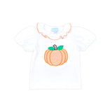 Pumpkin White Ruffle Top