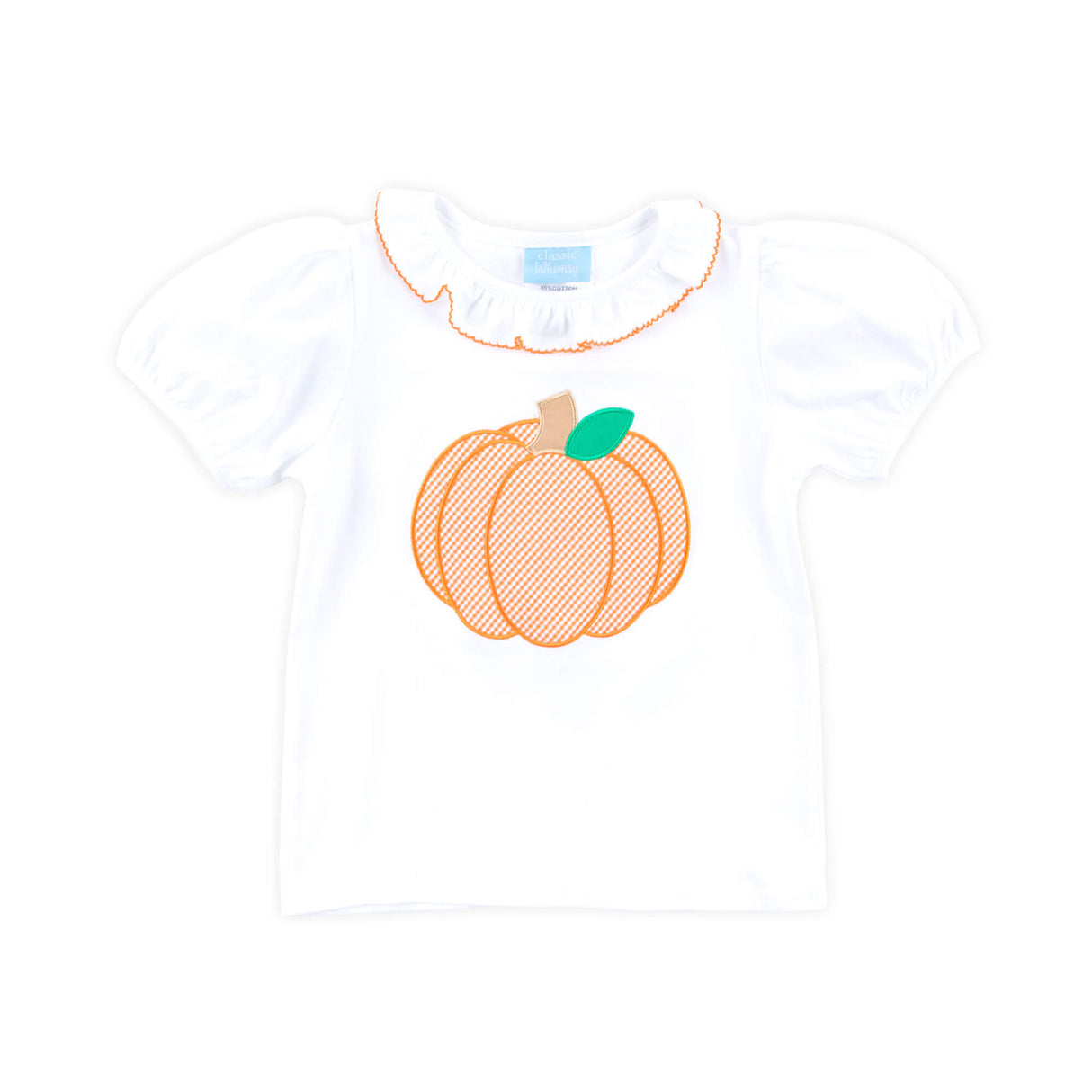 Pumpkin White Ruffle Top