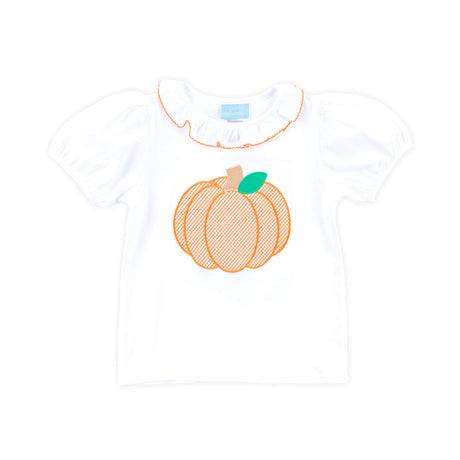 Pumpkin White Ruffle Top