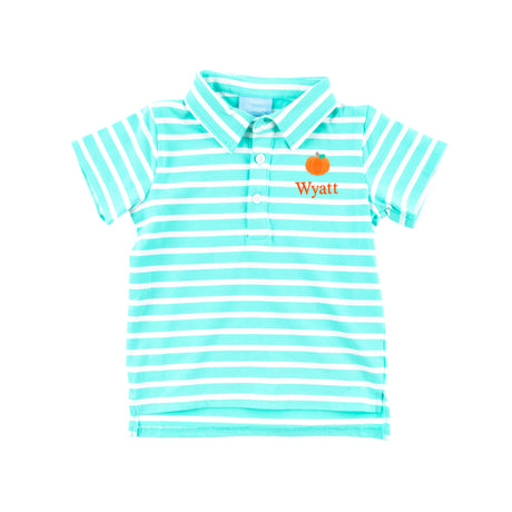 Cute Harvest Turquoise Stripe Polo