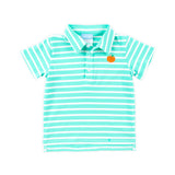Pumpkin Turquoise Stripe Polo