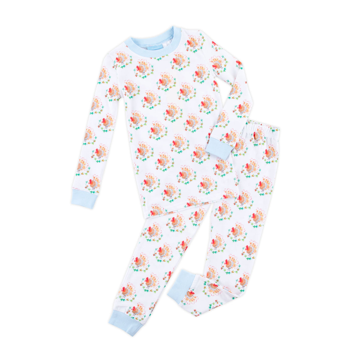 Feathery Turkey Blue Pajamas