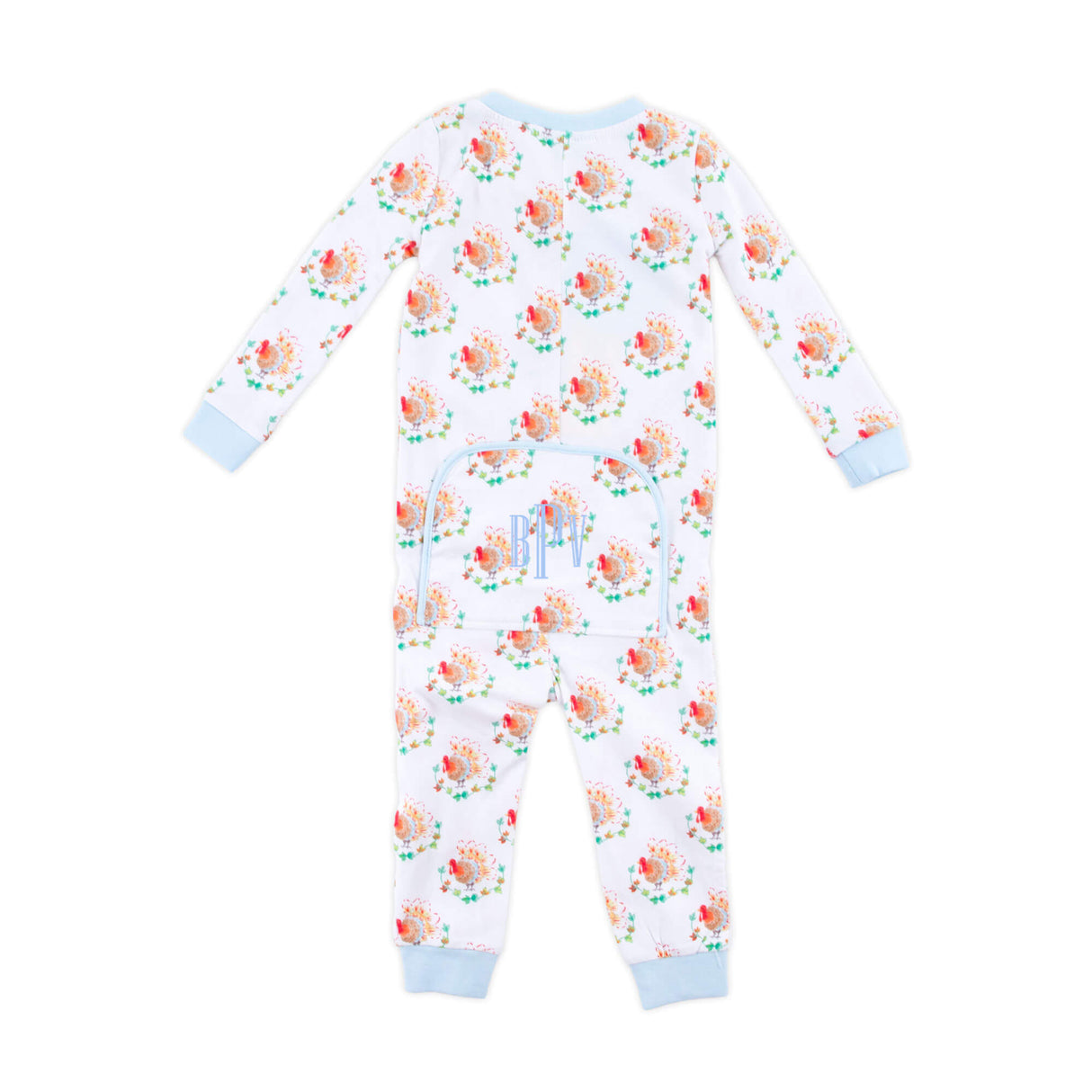 Feathery Turkey Blue Zip Sleeper