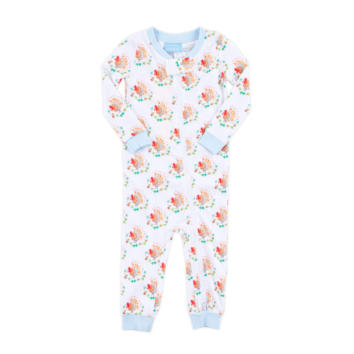 Feathery Turkey Blue Zip Sleeper