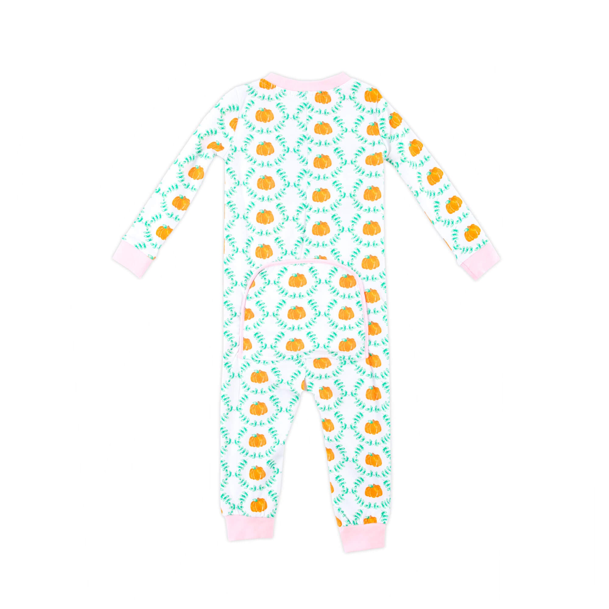 Pumpkin Print Pink Rib Zip Sleeper – Classic Whimsy