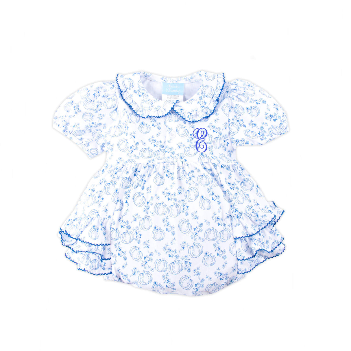 Pumpkin Blue Toile Gwen Bubble