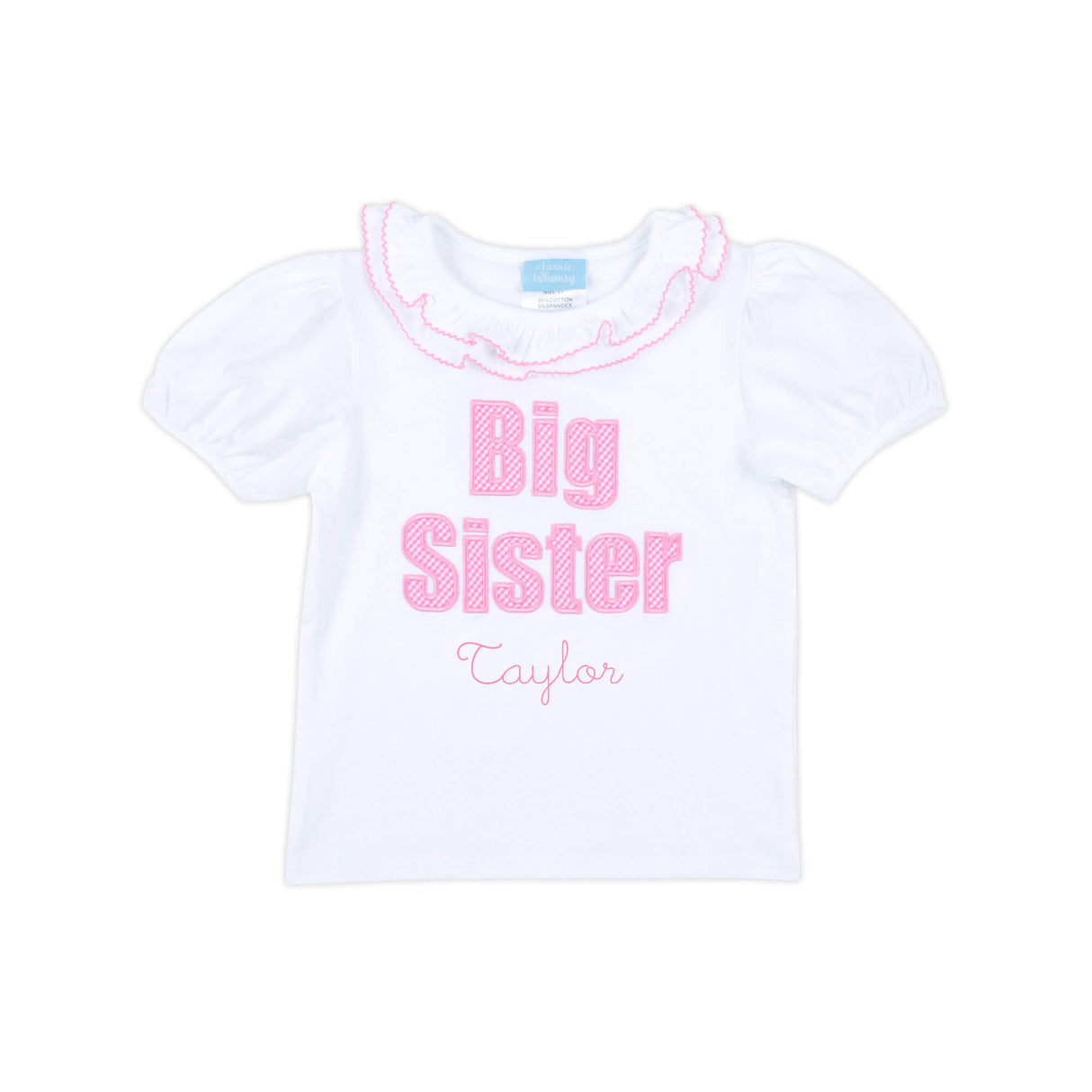 Big Sister Pink Gingham Ruffle Top