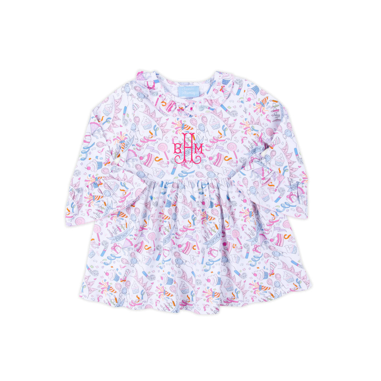 Birthday Girl Ruffle Collared Long Sleeve Dress