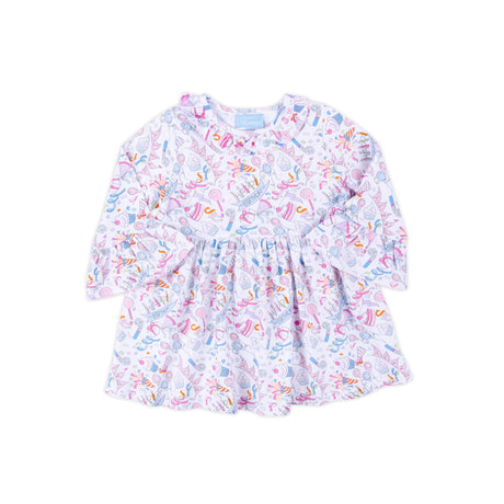 Birthday Girl Ruffle Collared Long Sleeve Dress