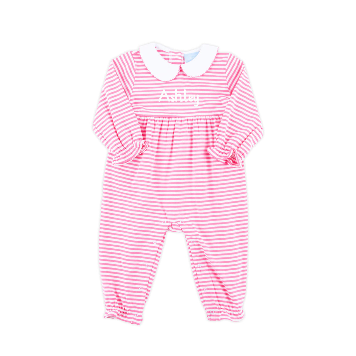 Hot Pink Stripe Ruffle Romper