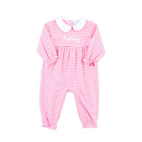 Hot Pink Stripe Ruffle Romper