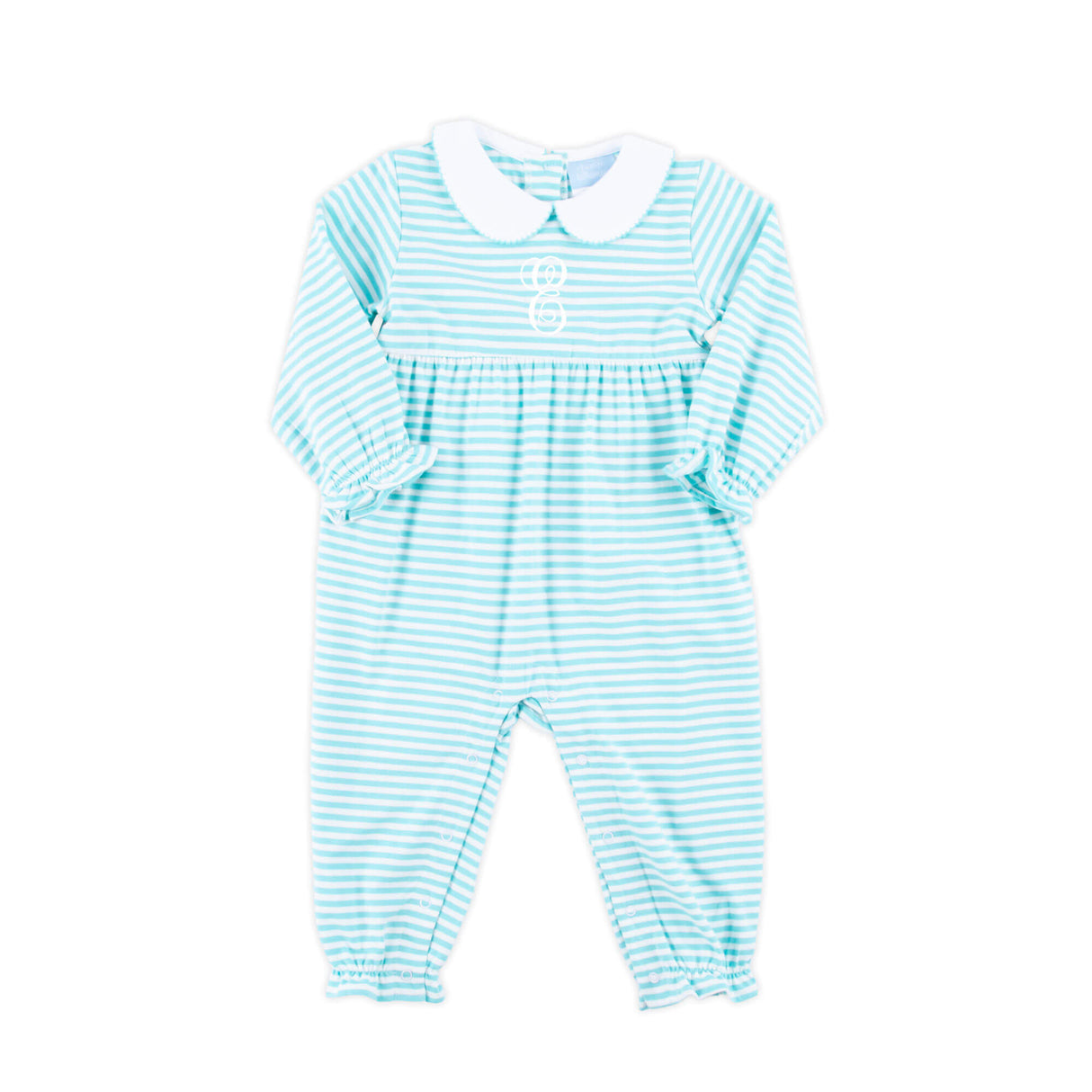 Turquoise Stripe Ruffle Romper