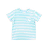 Turquoise Thick Stripe Short Sleeve Pocket Shirt