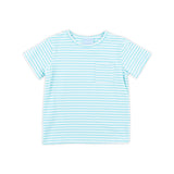 Turquoise Thick Stripe Short Sleeve Pocket Shirt