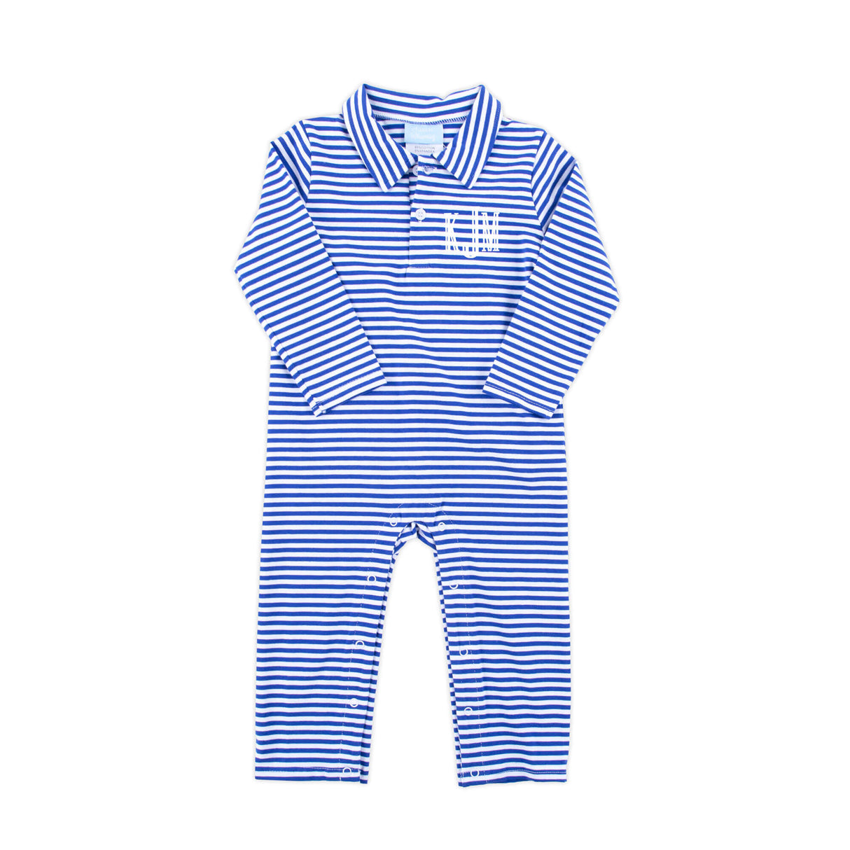 Royal Blue Stripe Polo Romper