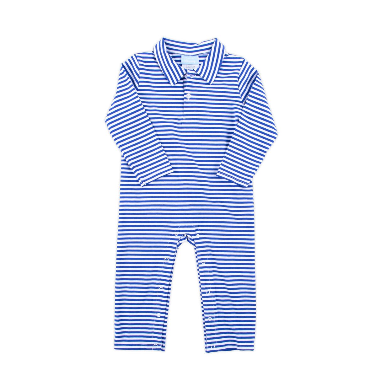 Royal Blue Stripe Polo Romper