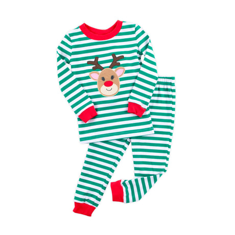 Reindeer Green Stripe Pajamas