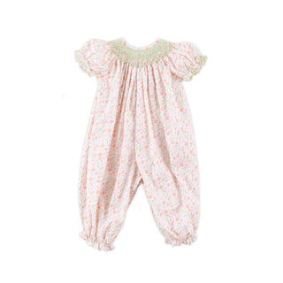 FALL LEAF FLORAL SMOCKED LONG BUBBLE