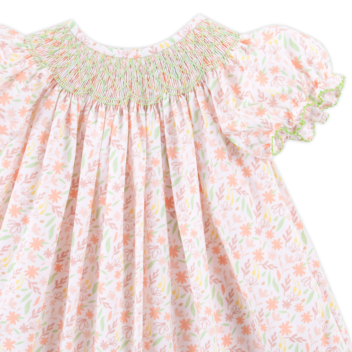 Fall Leaf Floral Smocked Long Bubble