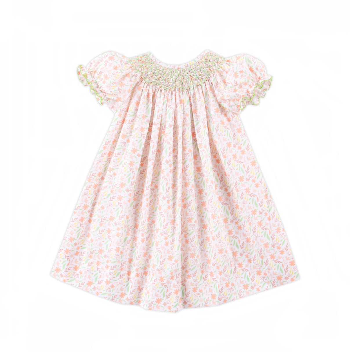 Fall Leaf Floral Smocked Bishop Dress