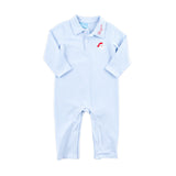 Happy Santa Light Blue Stripe Polo Romper