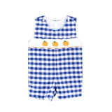 Pumpkin Smocked Navy Check Jon Jon