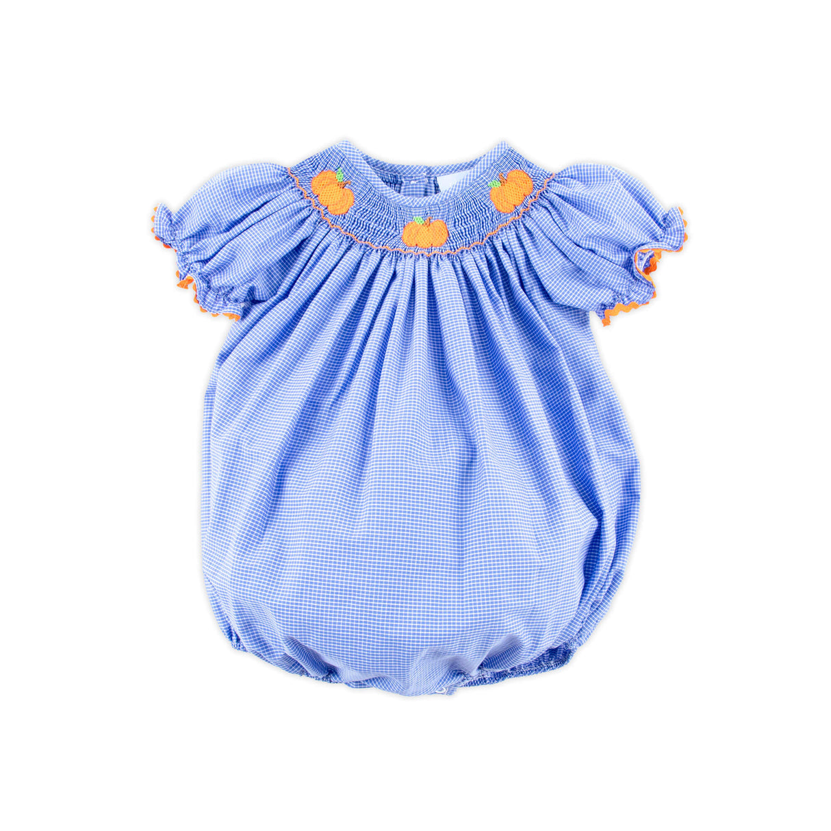 Cluster Pumpkin Smocked Royal Windowpane Bubble