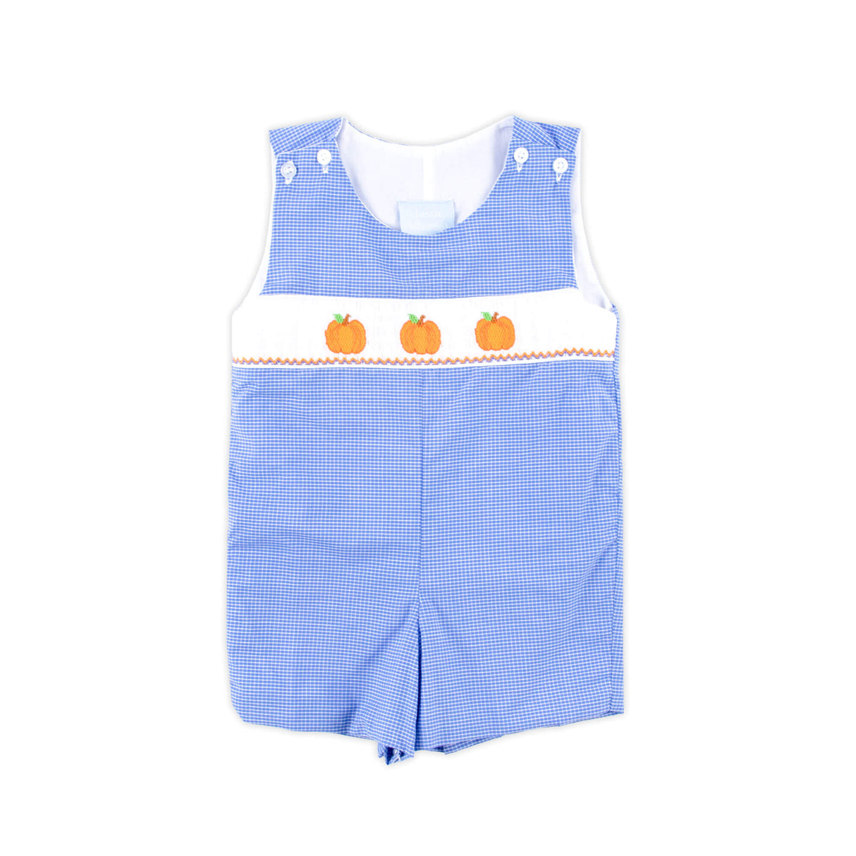 Cluster Pumpkin Smocked Royal Windowpane Jon Jon