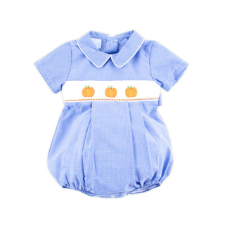 PUMPKIN SMOCKED ROYAL WINDOWPANE COLLARED BUBBLE