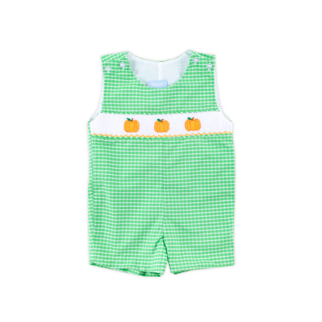 Paradise Pumpkin Smocked Green Windowpane Jon Jon