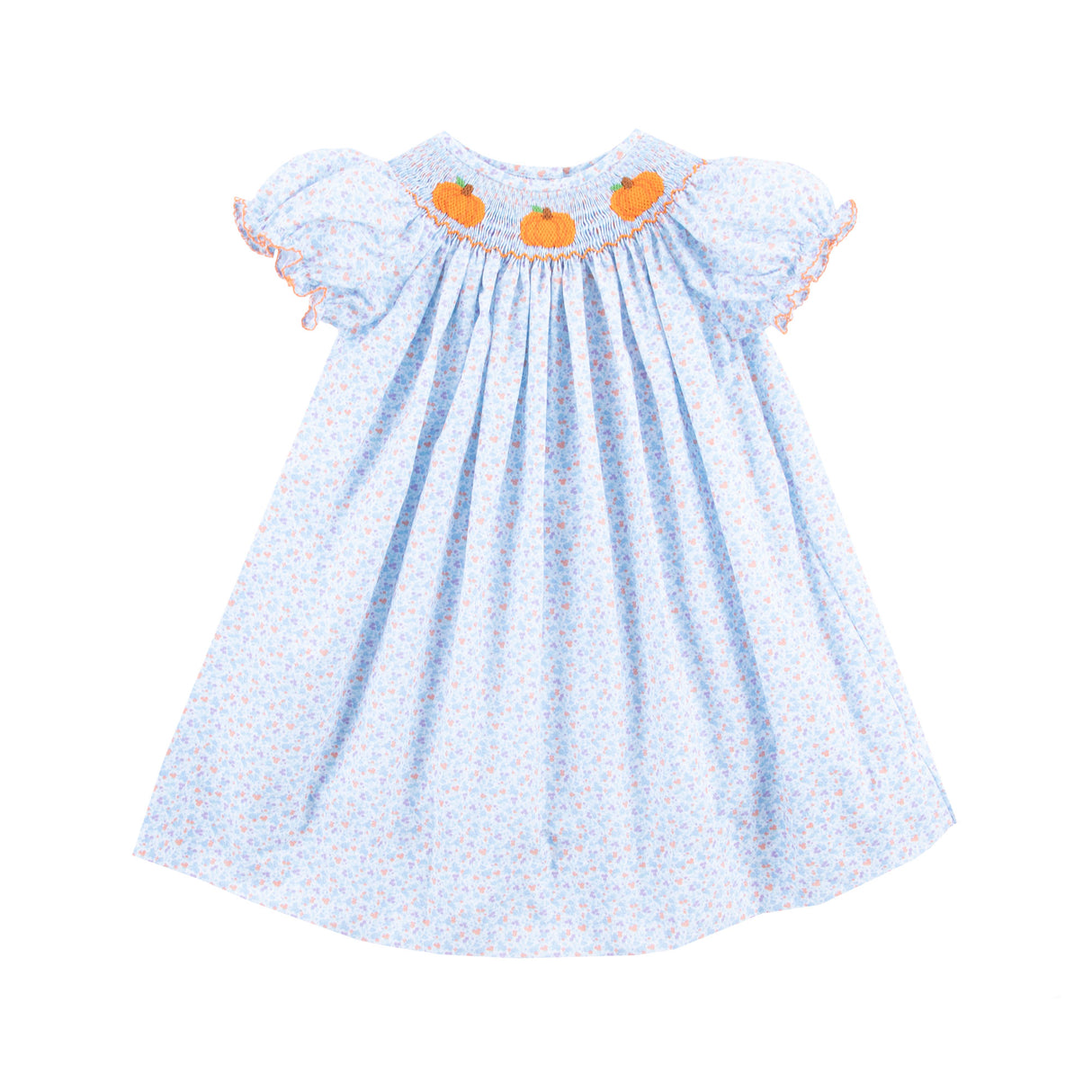 Pumpkin Smocked Floral Bishop Dress