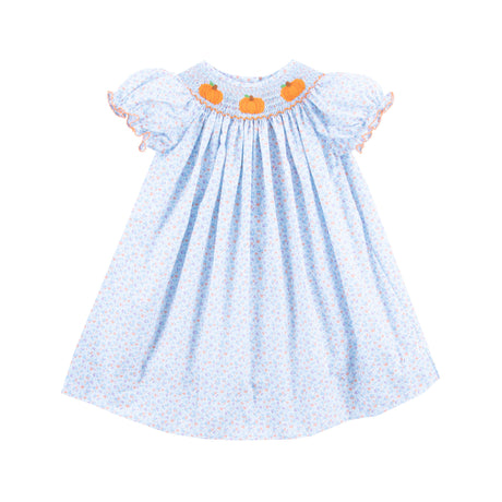 Pumpkin Smocked Floral Bishop Dress