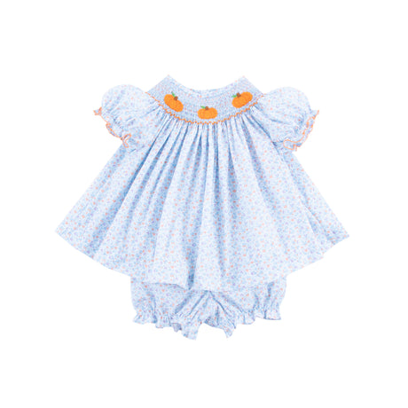Pumpkin Smocked Floral Bishop Bloomer Set