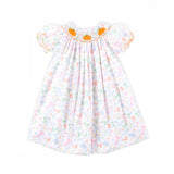 Autumn Floral Pumpkin Smocked Bishop Dress