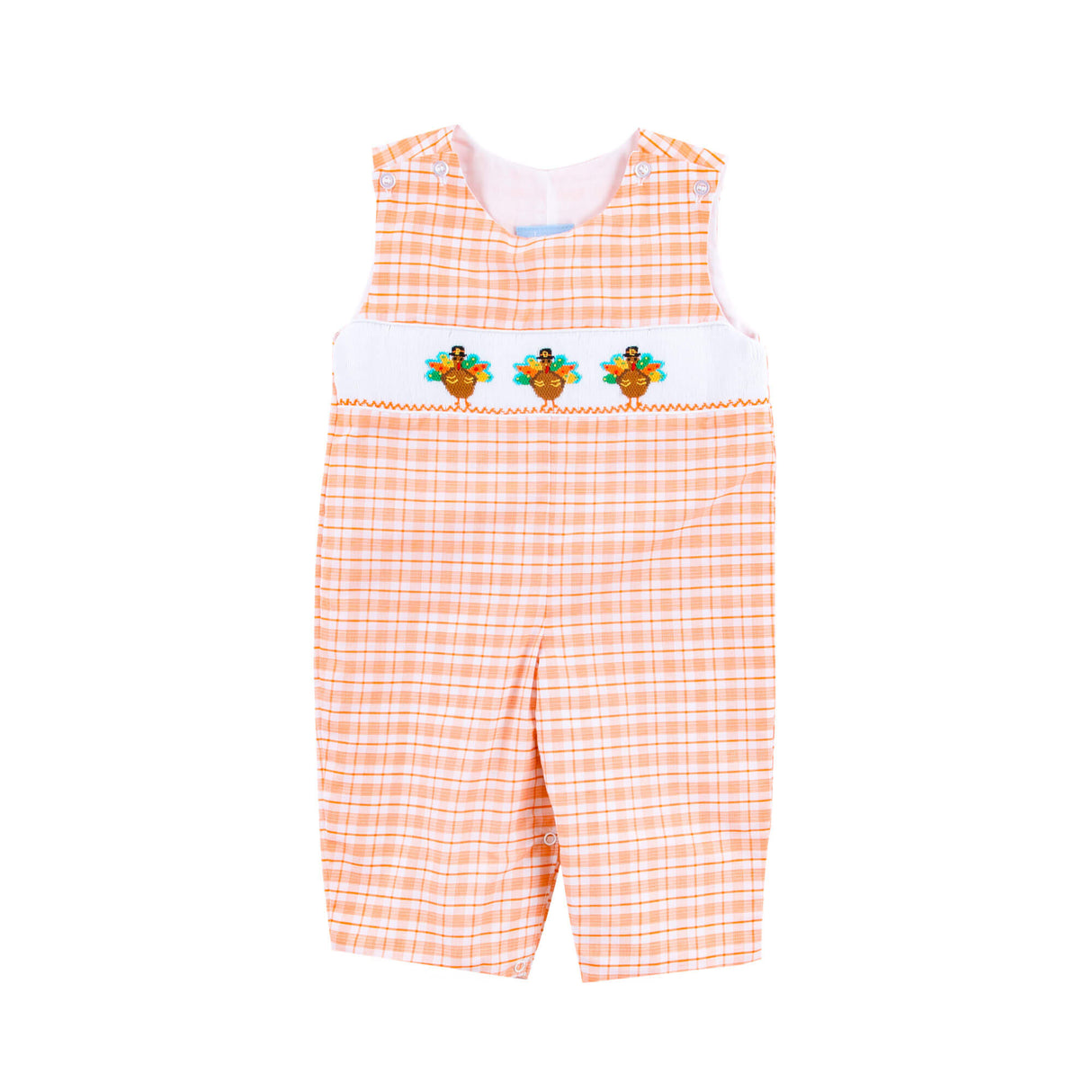Pilgrim Turkey  Smocked Orange Plaid Longall
