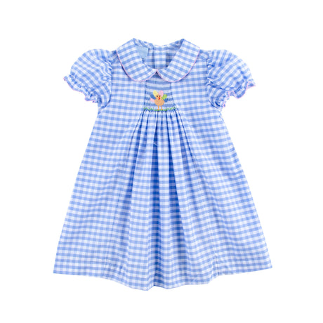 Colorful Turkey Single Smocked Blue Gingham Dress