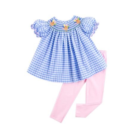 Colorful Turkey Smocked Blue Gingham Pant Set