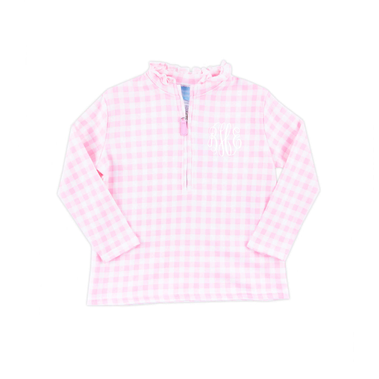 Pink Gingham Half Zip Pullover