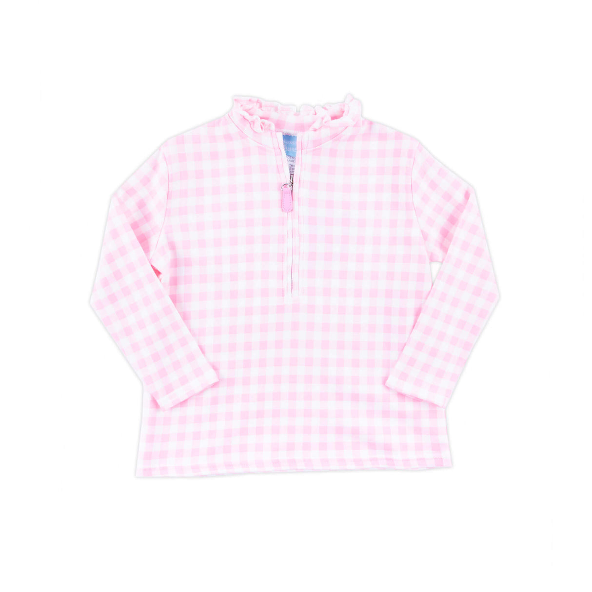 Pink Gingham Half Zip Pullover