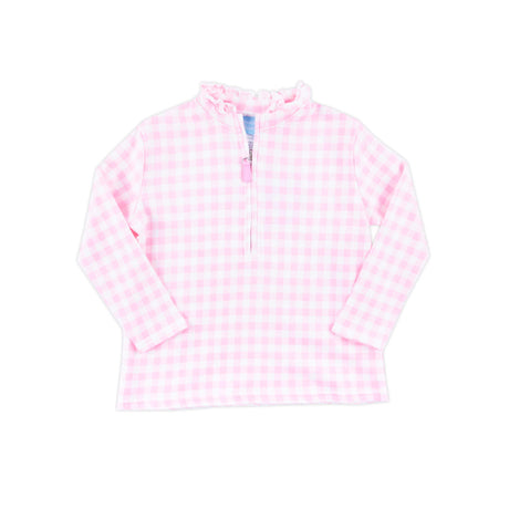 Pink Gingham Half Zip Pullover