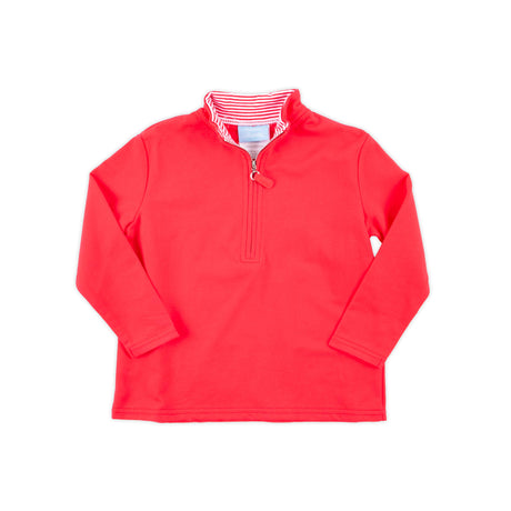 Red French Terry Half Zip Pullover