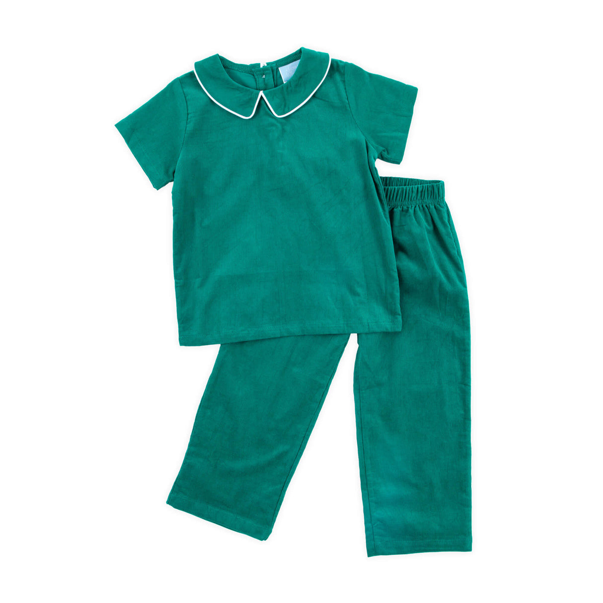 Green Corduroy Collared Pant Set