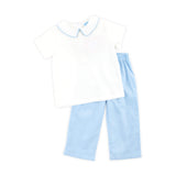 Light Blue Corduroy Collared Pant Set