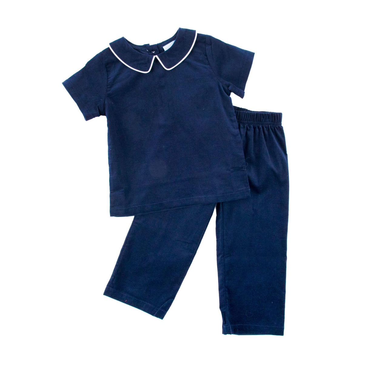 Navy Corduroy Collared Pant Set