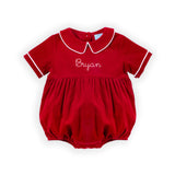 Red Corduroy Collared Bubble