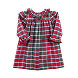 Seattle Red Plaid Ruffle Collared Dress